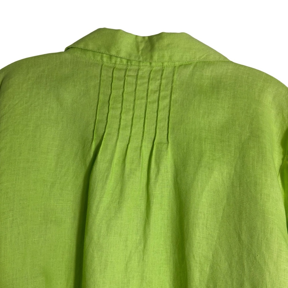 CARROLL REED Woman 100% Linen Lime Button-Down Shirt Size 1X - Picture 8 of 13